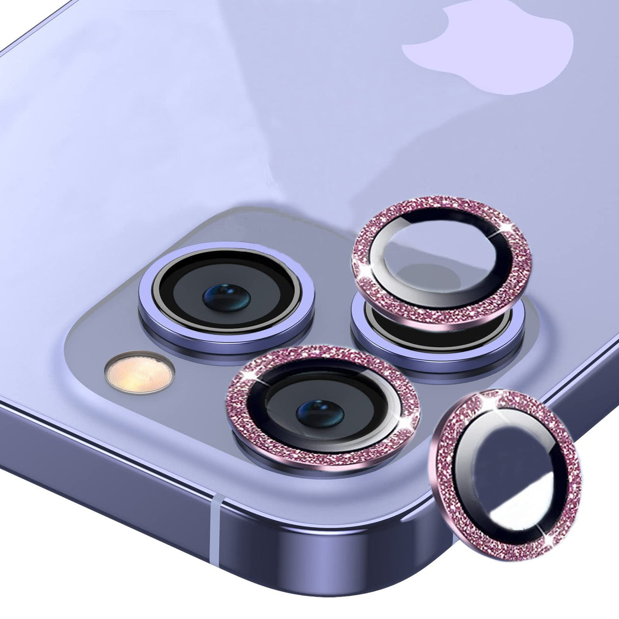 YIUYIUPI [عبوة من 3 قطع] واقي عدسة الكاميرا لهاتف iPhone 14 Pro/iPhone 14 Pro Max، [ترميم عميق] غطاء كاميرا من الزجاج المقوى المقاوم للخدش مع حلقة معدنية (أرجواني ماسي)