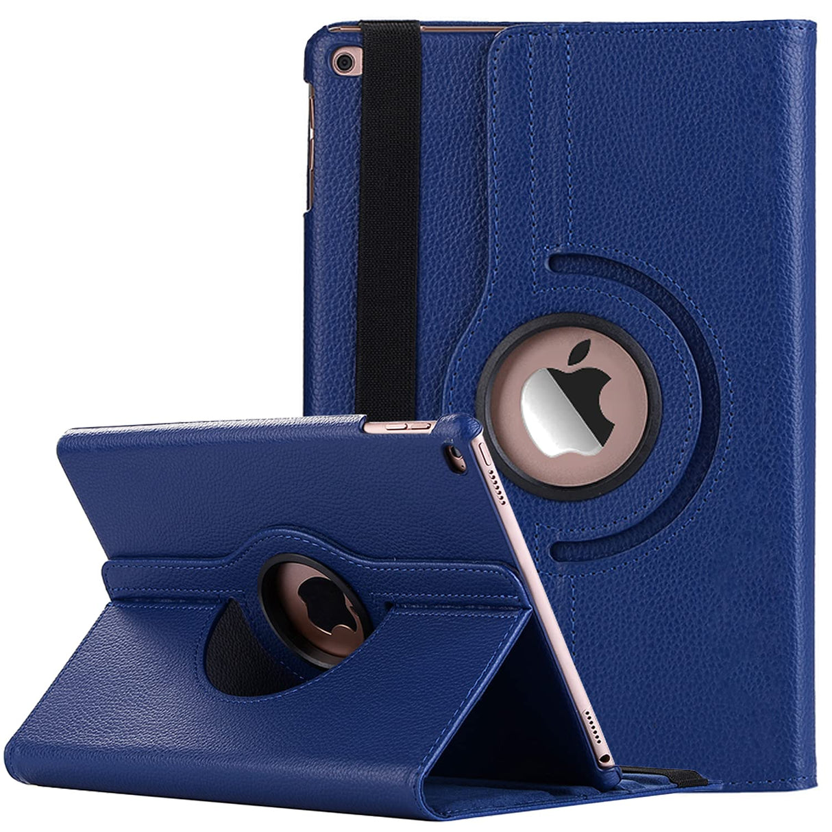 جراب AWH EKVINOR لجهاز iPad 9.7 2018 2017، جراب حامل دوار 360 درجة مع خاصية السكون/التنشيط التلقائي وغطاء حماية متعدد الزوايا لجهاز iPad 9.7 بوصة من الجيل السادس والجيل الخامس - أزرق داكن