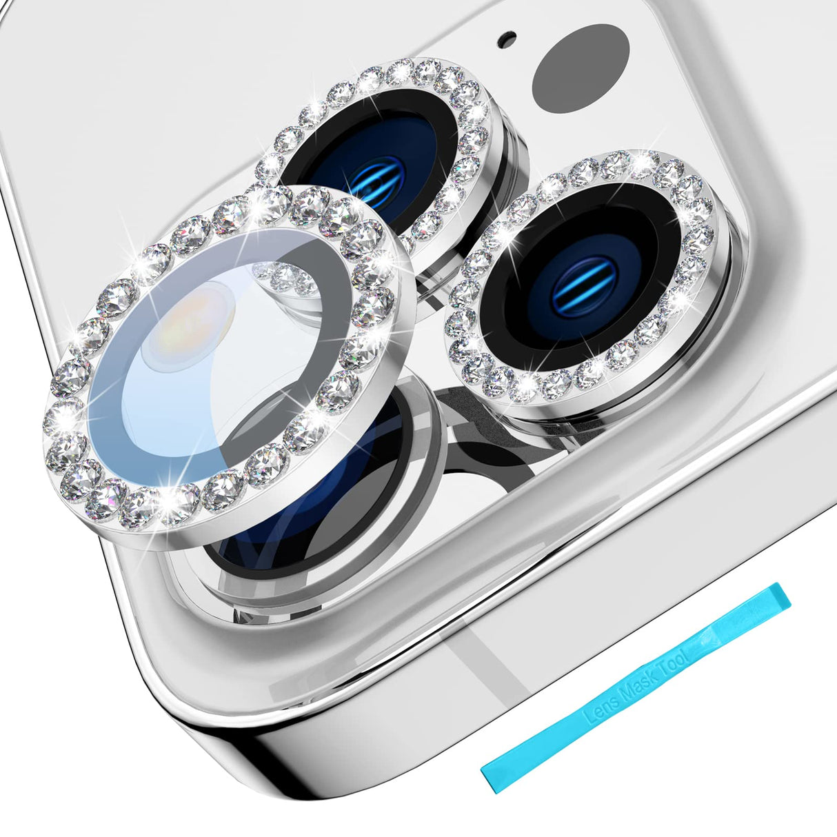 واقي عدسة كاميرا Tensea لهاتف iPhone 14 Pro - iPhone 14 Pro Max لامع، غطاء كاميرا من الزجاج المقوى 9H، واقي شاشة بحلقة معدنية فردية من الألماس لهاتف 14 Pro 6.1 بوصة / 14 ProMax 6.7 بوصة 2022