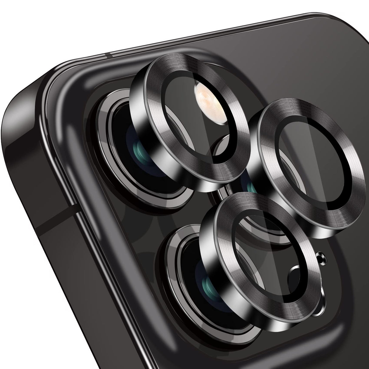 واقي عدسة كاميرا AWH Hsefo متوافق مع iPhone 14 Pro / 14 Pro Max، غطاء عدسة مضاد للخدش 9H زجاج مقوى معدني واقي شاشة كاميرا مقاوم للصدمات حلقة كاميرا - 3 قطع باللون الأسود