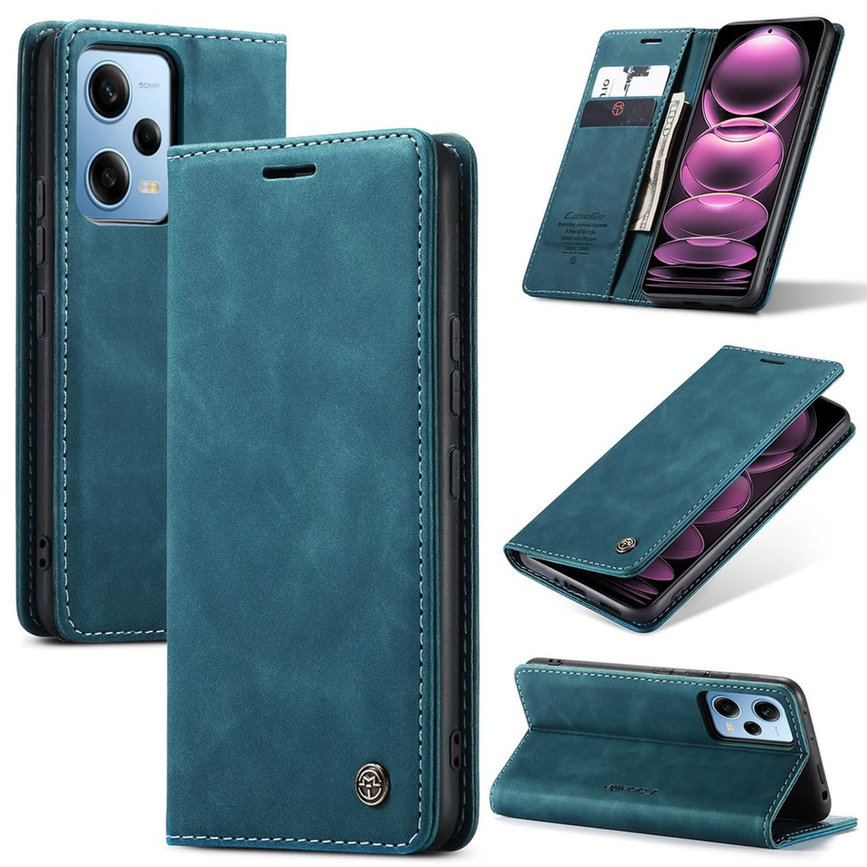 جراب هاتف UniqCase لهاتف Xiaomi Redmi Note 12 Pro/Note 12 Pro Speed/Poco X5 Pro جراب جلد PU مضاد للخدش مع حامل - أزرق وأخضر