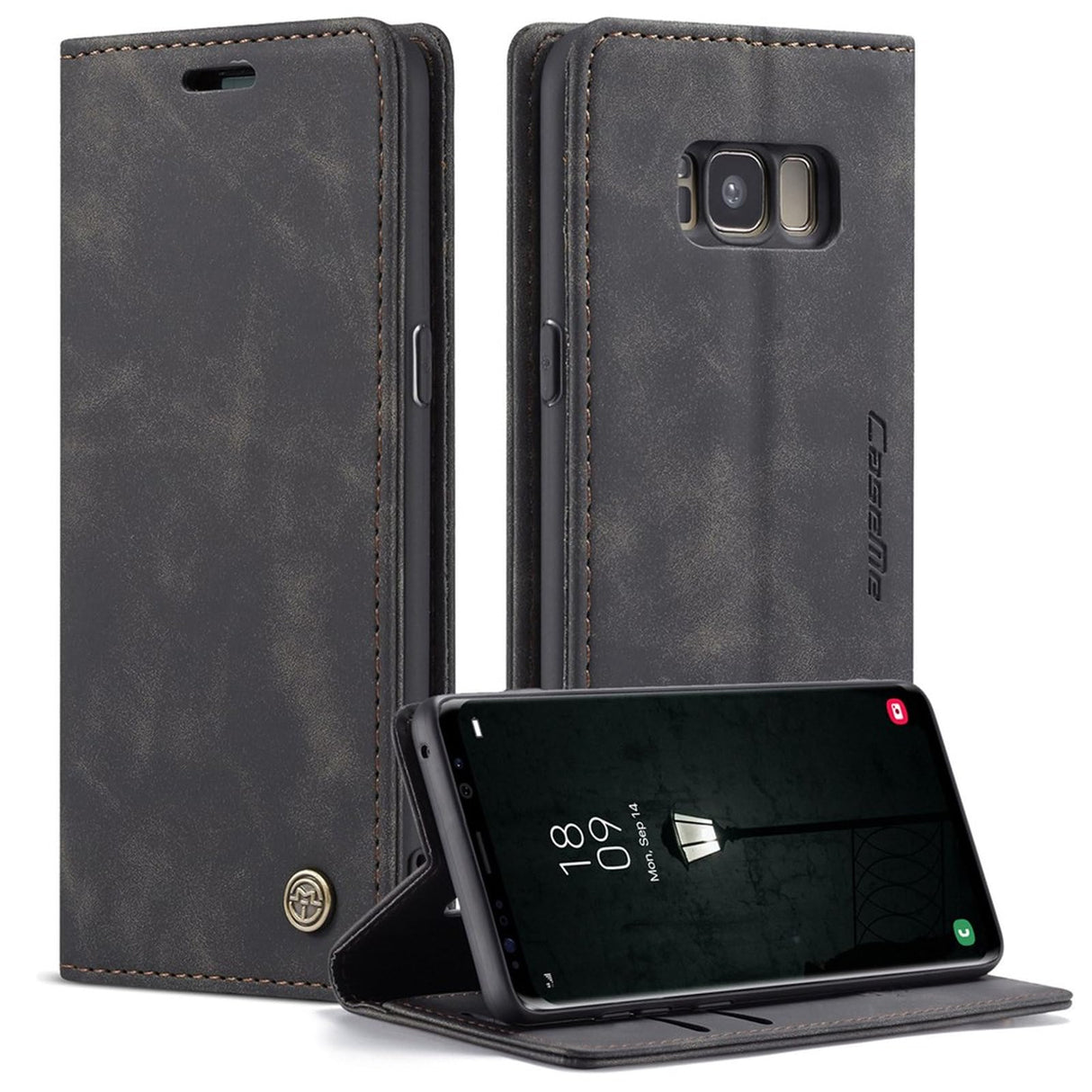 غطاء حماية واقٍ من الجلد من UniqCase لهاتف Samsung Galaxy S8 G950 - أسود