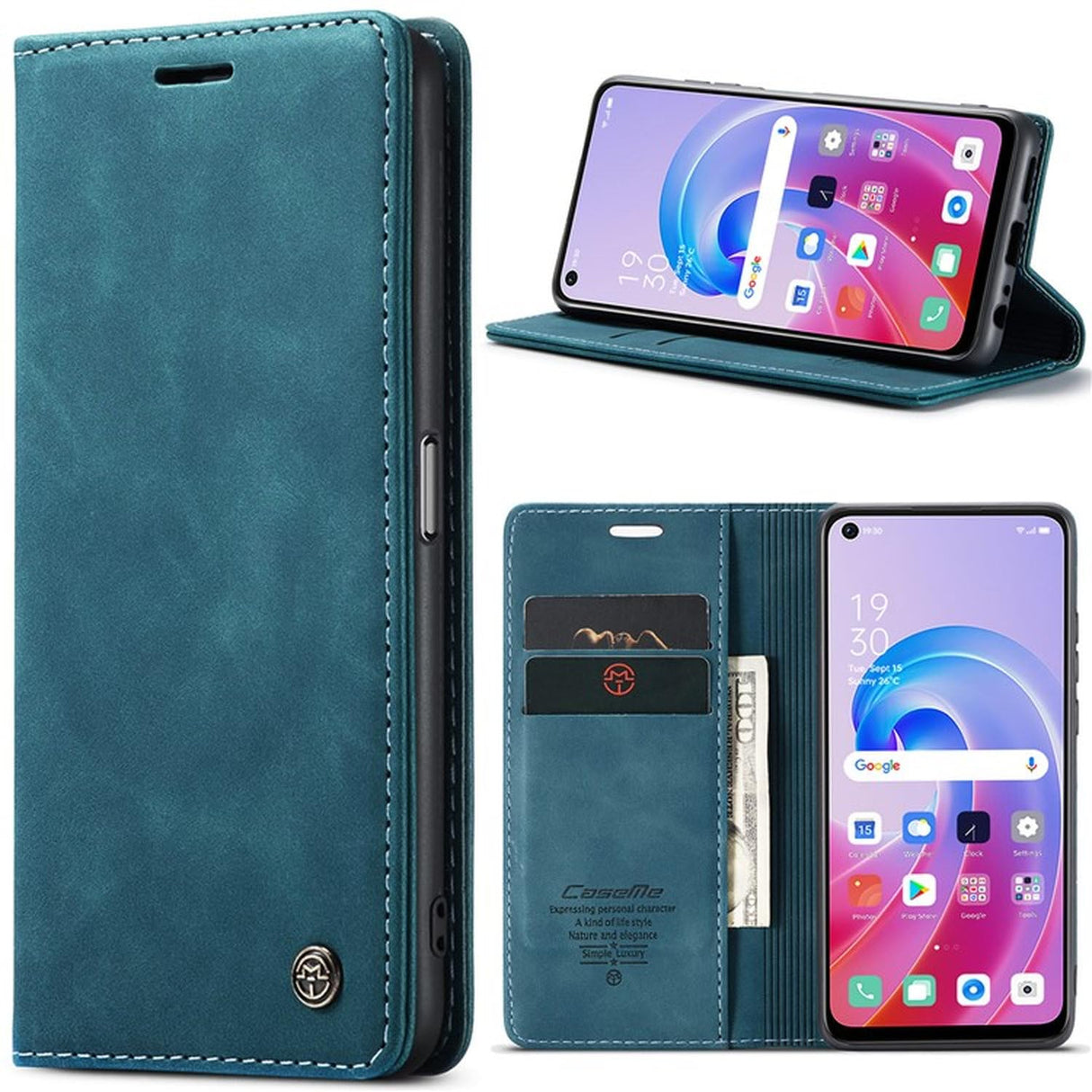 UniqCase For Oppo A96 4G / A36 / K10 4G / A76 / Realme 9i 4G Case Leather Phone Cover Magnetic Orption - Blue
