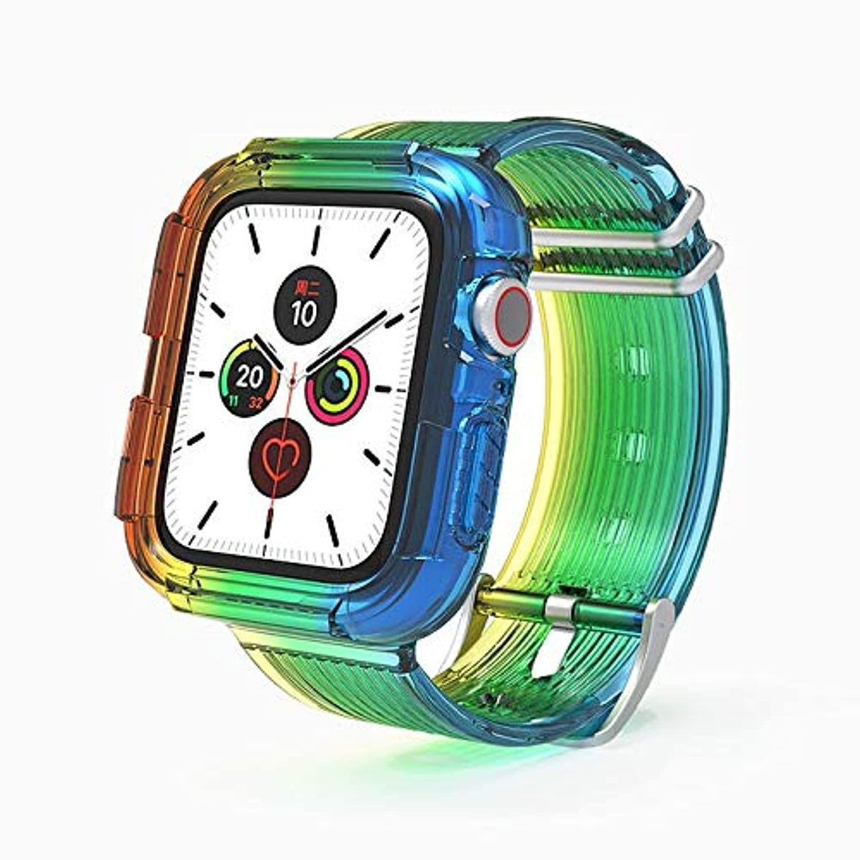 Ahastyle Rainbow TPU Watch Band for Smartwatch - Comfortable & Durable Stylish Design - Adjustable Replacement Wrist Band Strap Compatible for Apple Watch 42/44mm - Rainbow