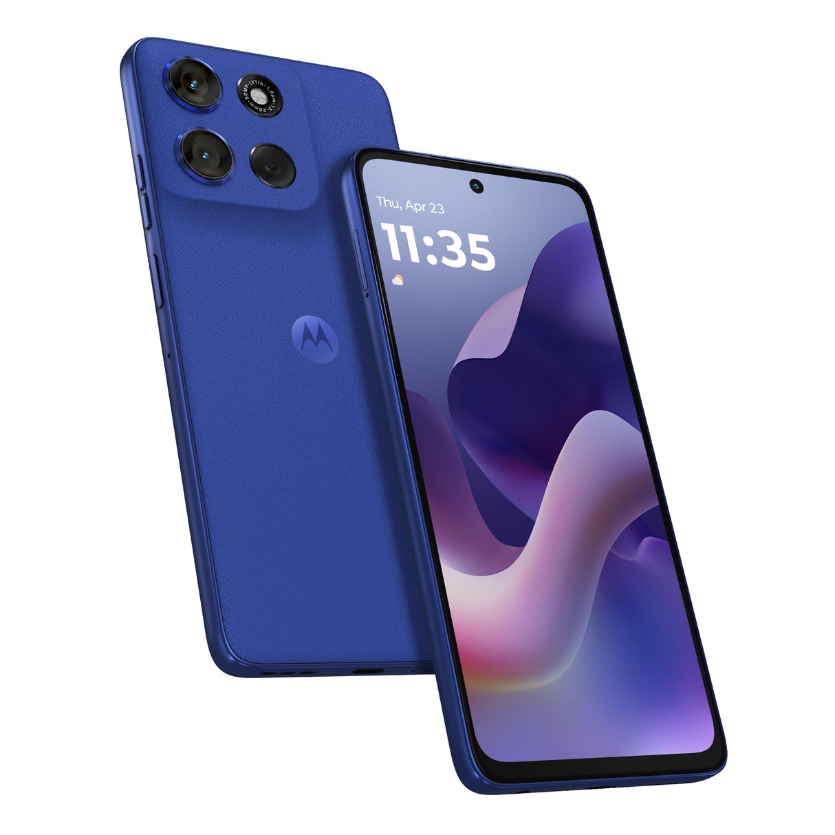 موتورولا موتو جي 56 الجيل الخامس، ذاكرة وصول عشوائي 12 جيجابايت + 12 جيجابايت، ذاكرة داخلية 256 جيجابايت، معالج MTK Dimensity 7060، شاشة 6.7 بوصة FHD+ بمعدل تحديث 120 هرتز، نظام أندرويد 15، لون أزرق بانتون المبهر