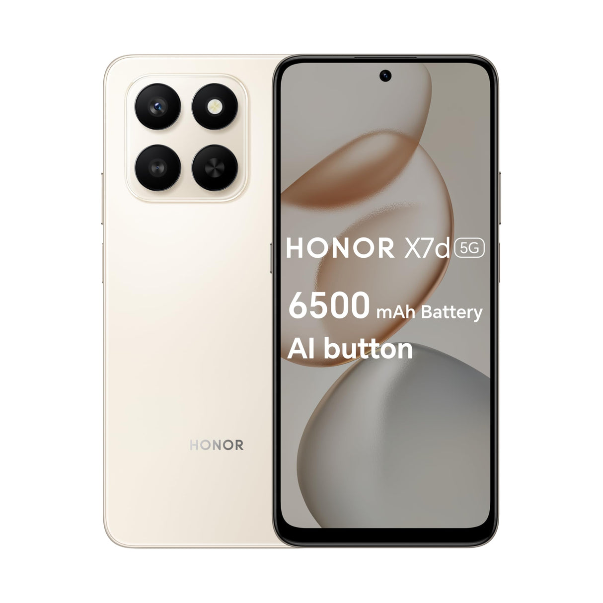 HONOR X7d 5G Smartphone, 8GB RAM 256GB ROM, Dual SIM, 6500mAh Battery, 108MP Camera, 6.77" 120Hz Display, Desert Gold – Middle East Version