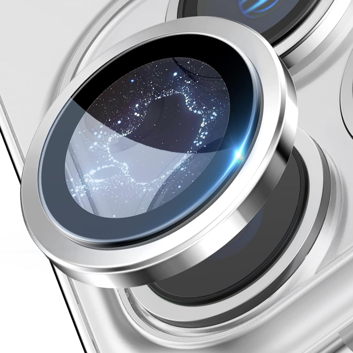 واقي عدسة كاميرا AWH Phone 14 Pro Max - غطاء شاشة زجاجي ومعدني لهاتف iPhone 14 Pro Max / 14 Pro - يعزز الوضوح البصري (فضي)