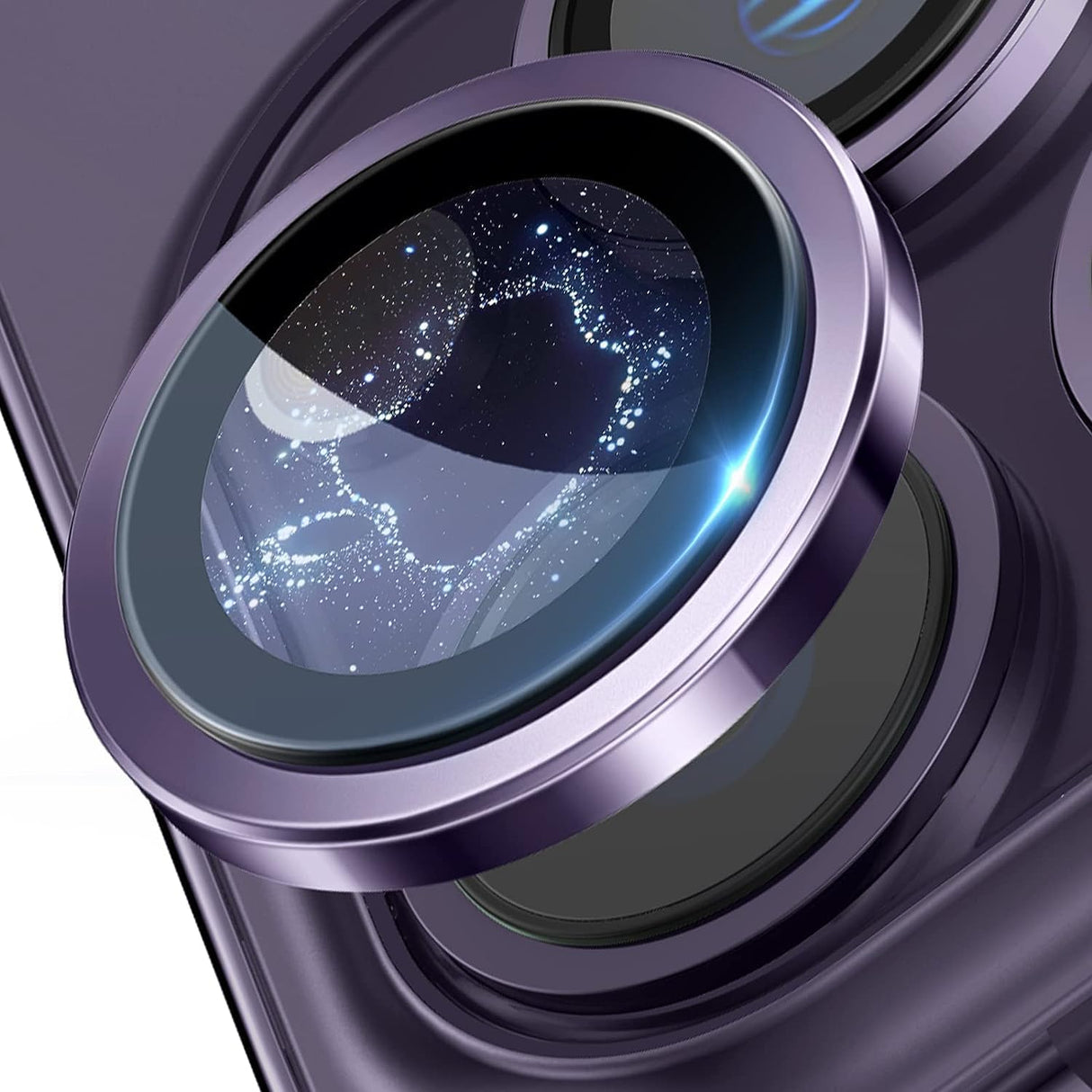 واقي عدسة كاميرا AWH Phone 14 Pro Max - غطاء شاشة زجاجي ومعدني لهاتف iPhone 14 Pro Max / 14 Pro - يعزز الوضوح البصري (أرجواني)