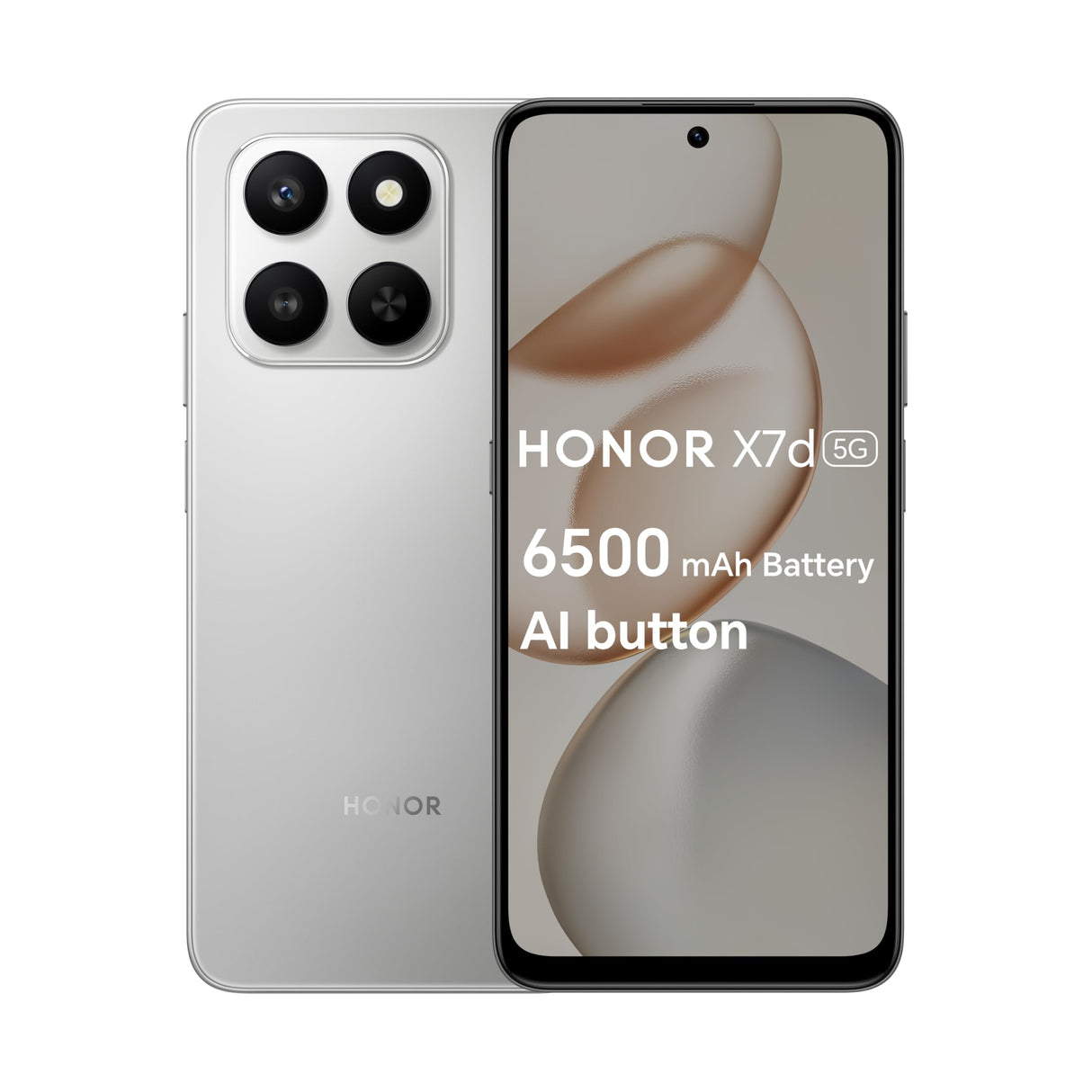 HONOR X7d 5G Smartphone, 8GB RAM 256GB ROM, Dual SIM, 6500mAh Battery, 108MP Camera, 6.77" 120Hz Display, Meteor Silver – Middle East Version