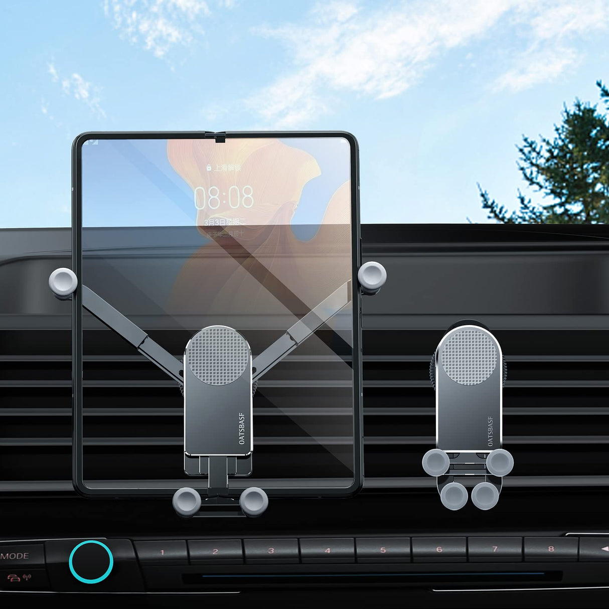 Xuenair Amazing Z Fold Car Mount Universal Car Mount Aluminum,Vent Samsung Z Fold 3 Car Mount for Galaxy Z Fold 4 3 2[Without CASE] S21 S20 iPhone 13 pro max 4.7-8" Phones-Black