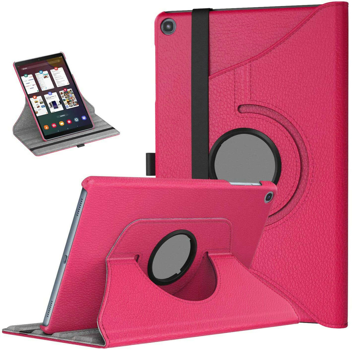 جراب AWH دوار 360 درجة لجهاز Samsung Galaxy Tab A7 10.4 (2020) T500 T505 غطاء حامل جلدي (وردي)