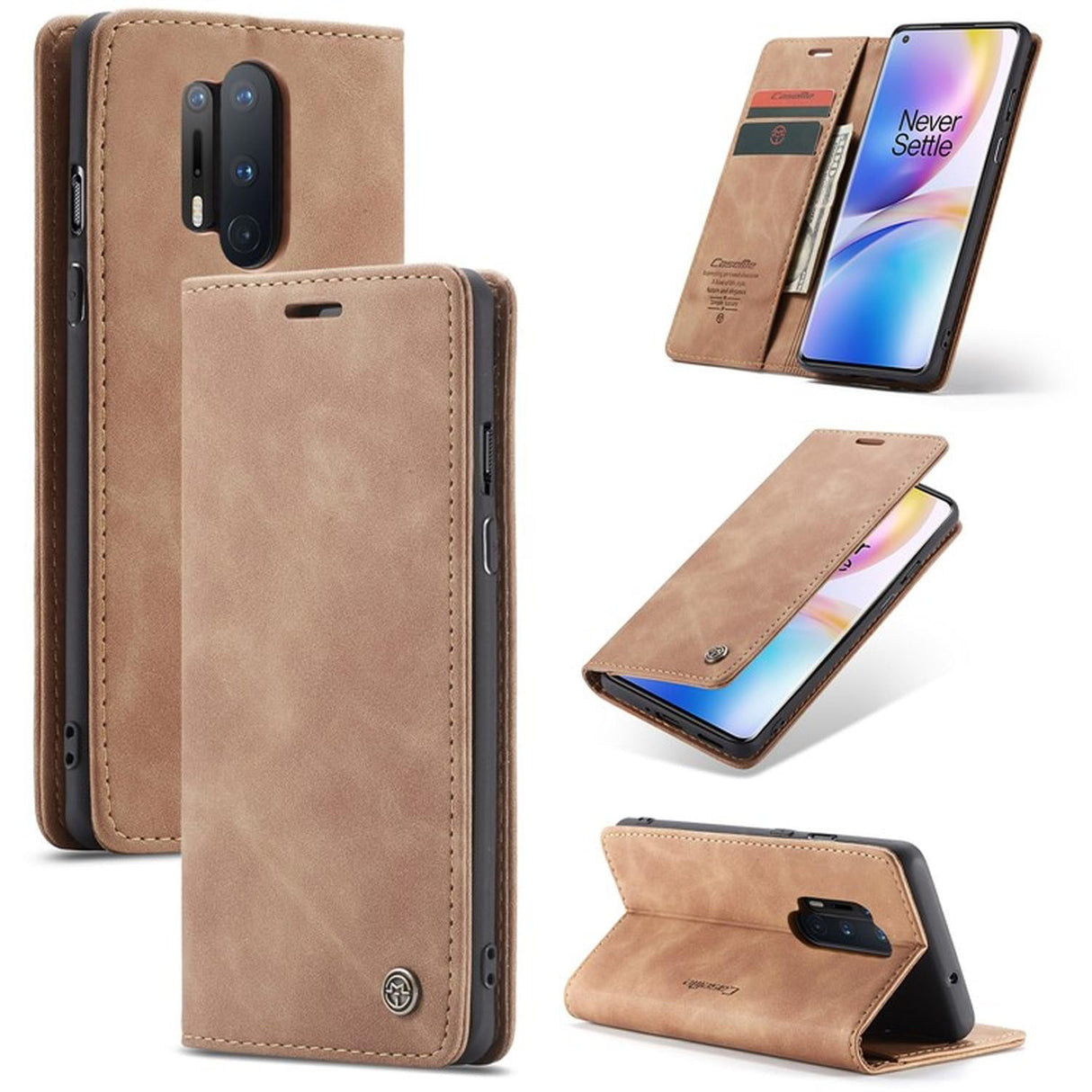 UniqCase Auto-absorbed Leather Protection Case For OnePlus 8 Pro - Brown