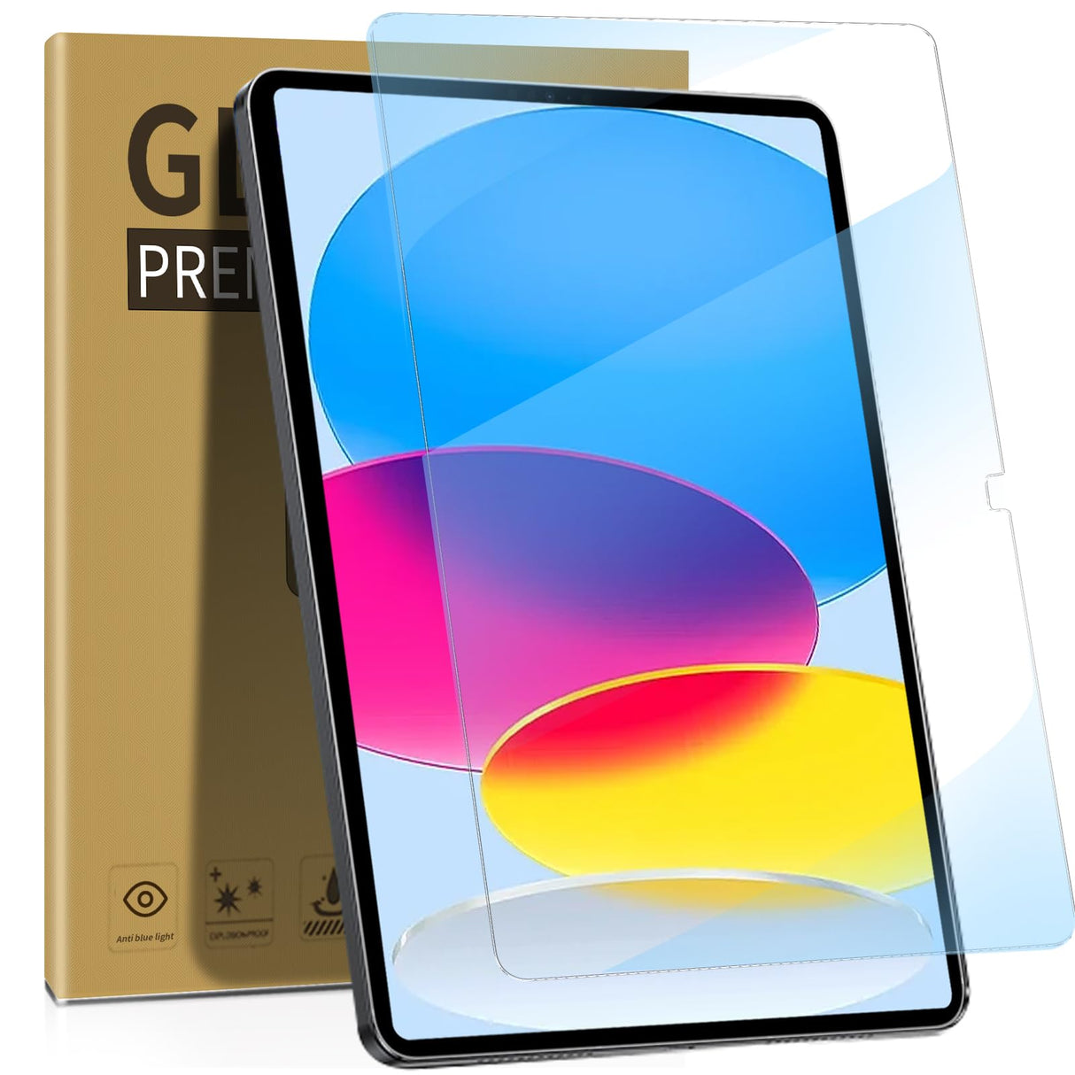 zenrich [عبوة من قطعتين من واقي شاشة iPad من الجيل العاشر مع مضاد للضوء الأزرق، واقي شاشة من الزجاج المقوى لجهاز iPad مقاس 10.9 بوصة مع صلابة 9H/خالٍ من الفقاعات/مناسب للحافظات/متوافق مع القلم الرصاص]