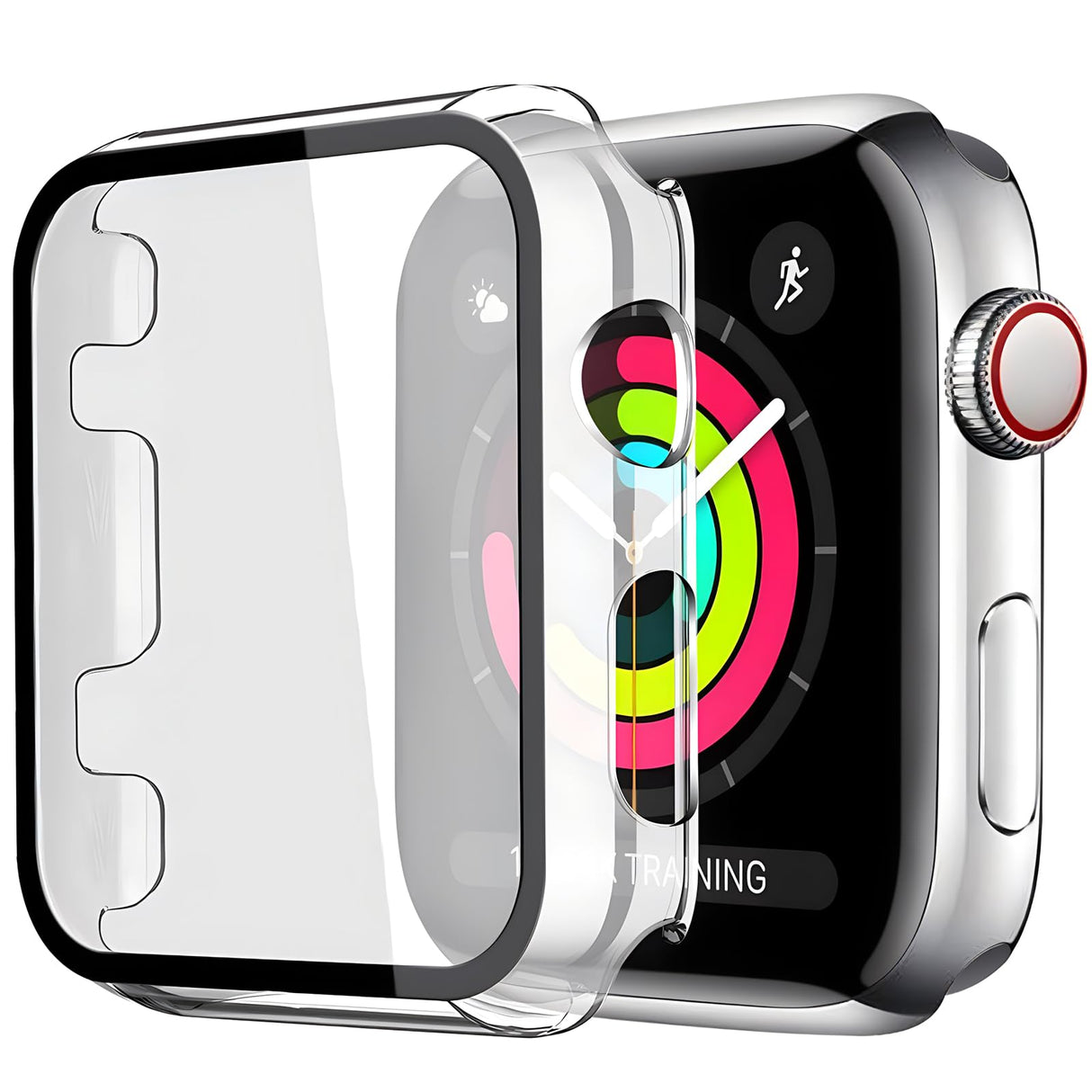 Whioltl Clear Case with Tempered Glass Screen Protector for Apple Watch Series 3 Series 2 38mm, Transparent Ultra-Thin Cover, Hard PC Bumper Compatible with iWatch Series 3/2