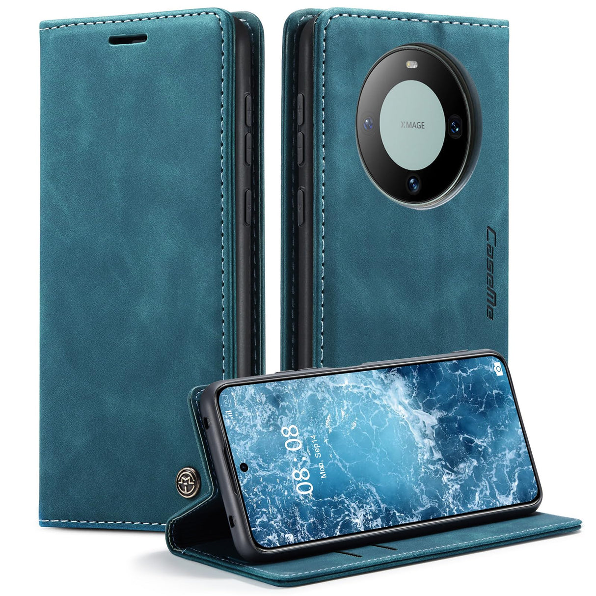 UniqCase لهاتف Huawei Mate 60 Pro+ / Huawei Mate 60 Pro Case Leather Phone Holder Holder - أزرق