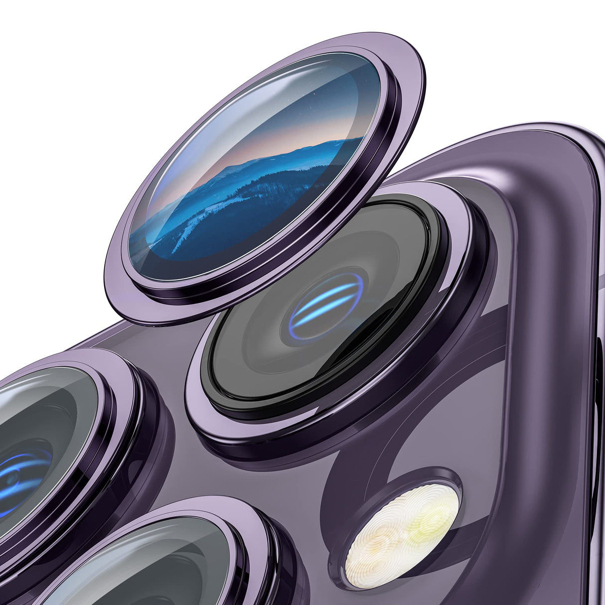 واقي عدسة كاميرا WSKEN لهاتف iPhone 14 Pro Max/iPhone 14 Pro، [ملصق كاميرا رفيع للغاية] [مناسب للجراب] غطاء واقي شاشة من الزجاج المقوى عالي الدقة لملحقات 14 Pro Max / 14 Pro، أرجواني