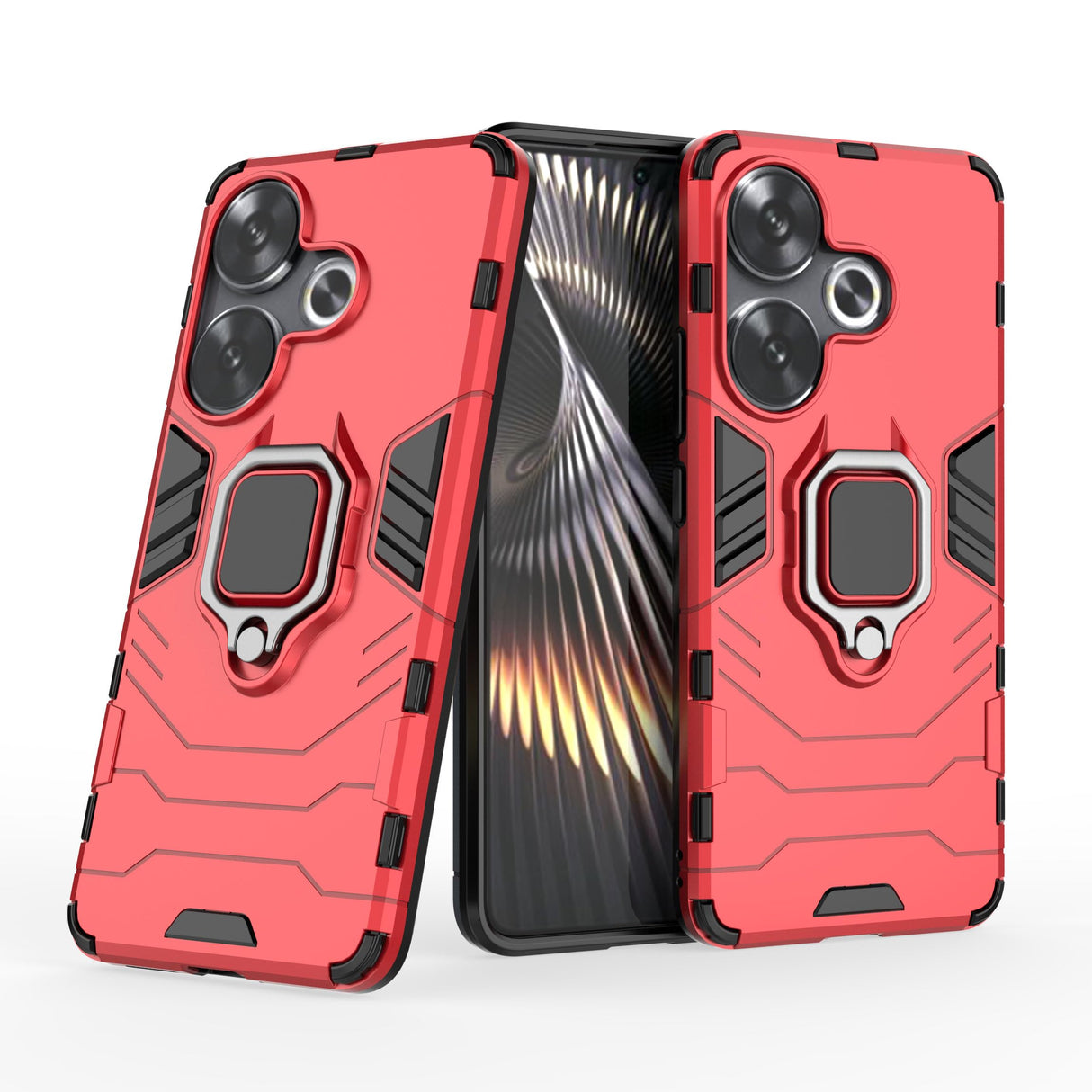 2NSPDRGNI Case for Xiaomi Redmi Turbo 3 / Xiaomi Poco F6,Hybrid Heavy Duty Protection Shockproof Defender Kickstand Armor Case Cover,Red