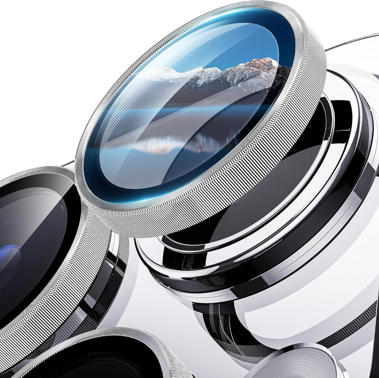 واقي عدسة كاميرا AWH لهاتف iPhone 15 Pro/15 Pro Max - [3+1Pack] واقي شاشة زجاجي فائق الدقة صديق للحافظة، حماية من السقوط بدرجة عسكرية (3+1 قطعة، تيتانيوم أبيض)