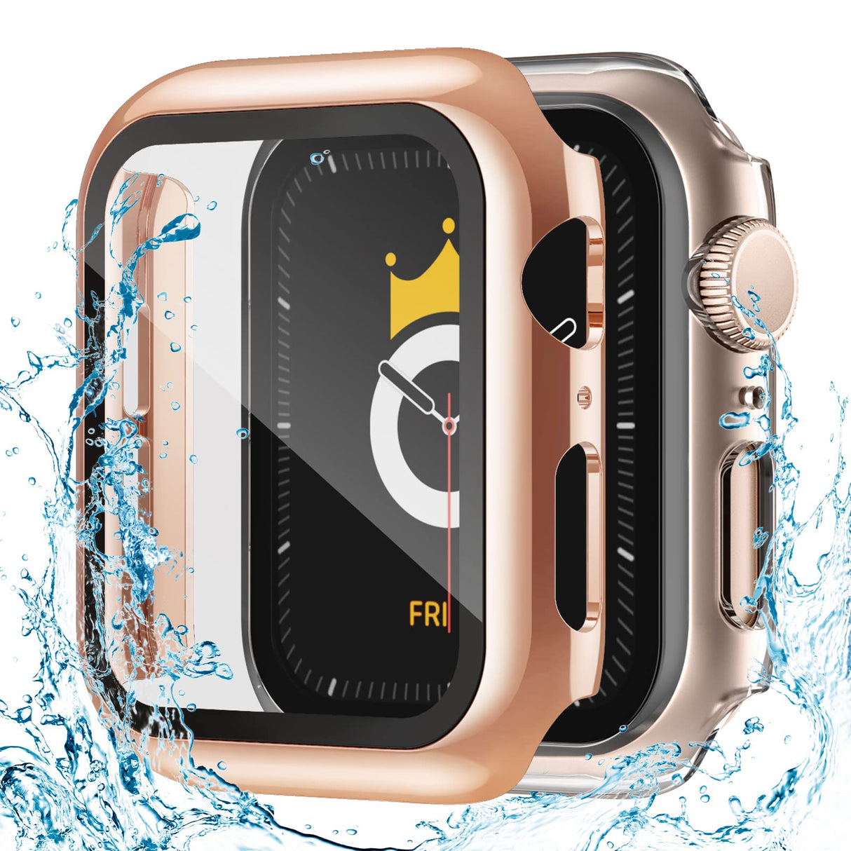 جراب AWH iGK مقاوم للماء تمامًا متوافق مع سلسلة 6 5 4 SE مقاس 40 مم مع واقي شاشة من الزجاج المقوى، غطاء واقٍ أنيق فائق النحافة، عبوة من قطعتين