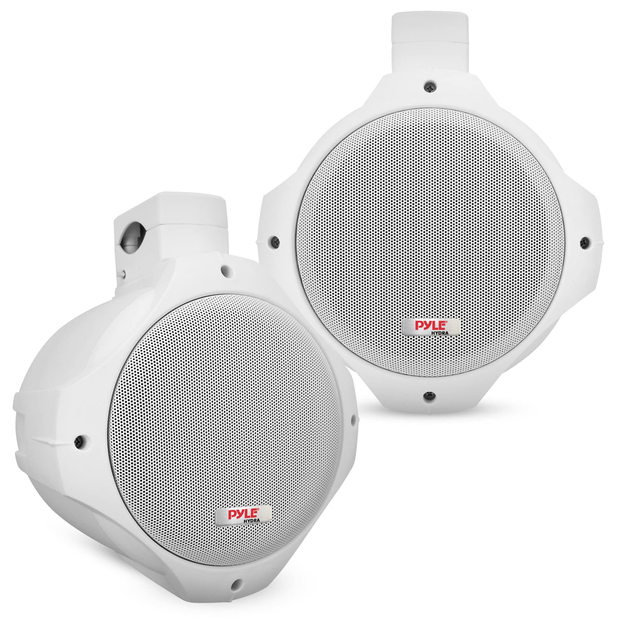 Waterproof Marine Wakeboard Tower Speakers - 6.5in Dual Subwoofer Speaker Set and 1Tweeter with 200 Watt Power - 2-way Boat Audio Stereo System with Mounting Bracket - 1 Pair - PLMRW65 (White)