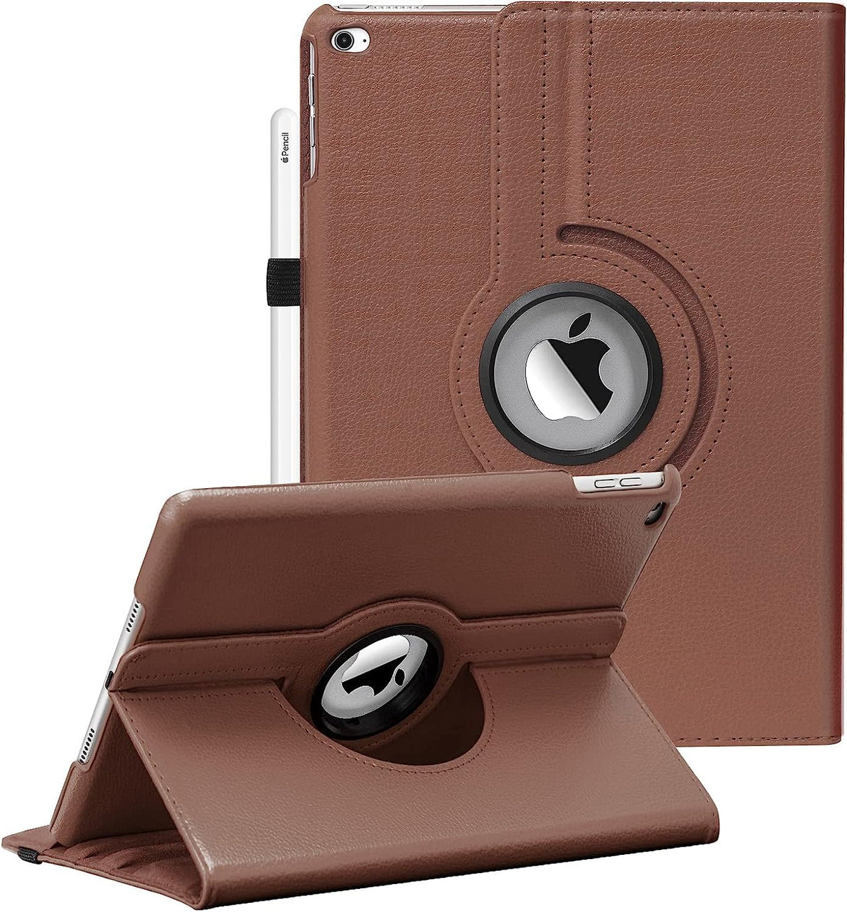 AWH Ipad Case Fit iPad 9.7-2018/2017/iPad Air 2/iPad Air - 360 Degree Rotating Case Cover for iPad 9.7'' (5th Generation, 6th Gen) / iPad Air 2 / iPad Air with Auto Sleep Wake - Brown