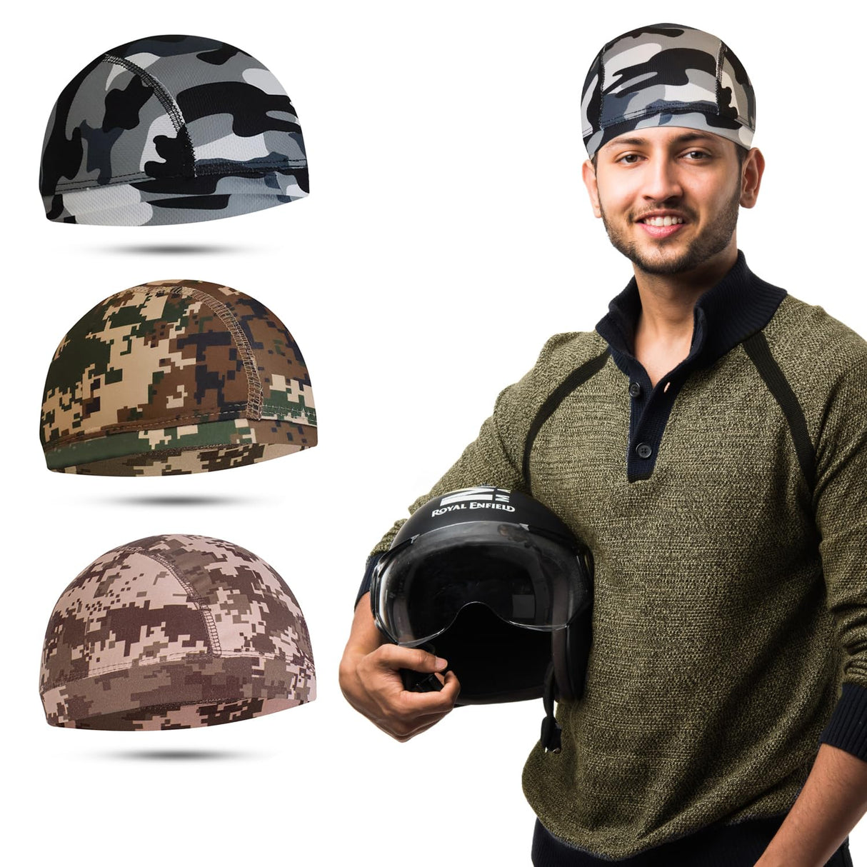 XTRIM Skull Cap Camo - Pack of 3