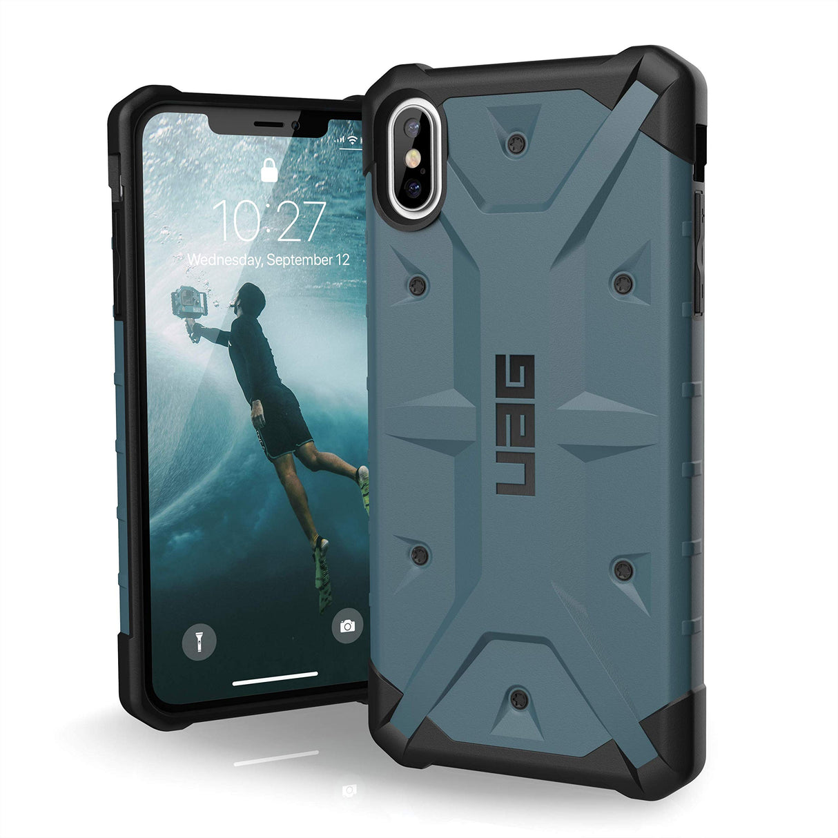 جراب URBAN ARMOR GEAR UAG لهاتف iPhone Xs Max [شاشة 6.5 بوصة] Pathfinder Feather-Light Rugged [رمادي] جراب عسكري لهاتف iPhone