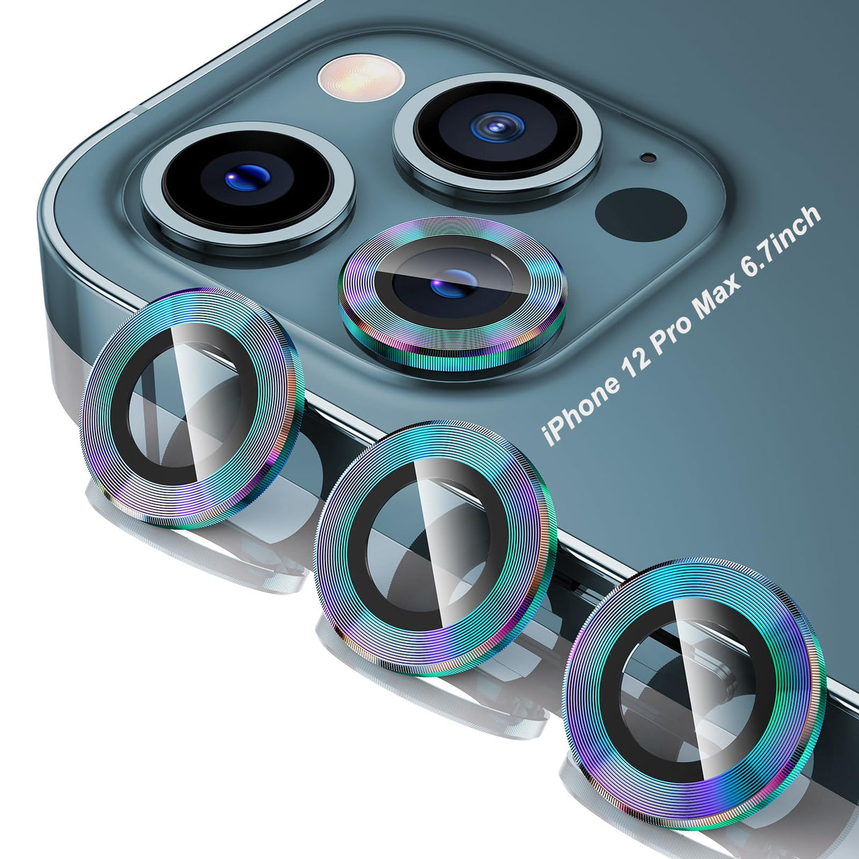واقي عدسة كاميرا Tensea متوافق مع iPhone 12 Pro Max، واقي شاشة زجاجي مقوى 9H لهاتف iPhone 12 Pro Max 6.7 بوصة 2020 (ملون)
