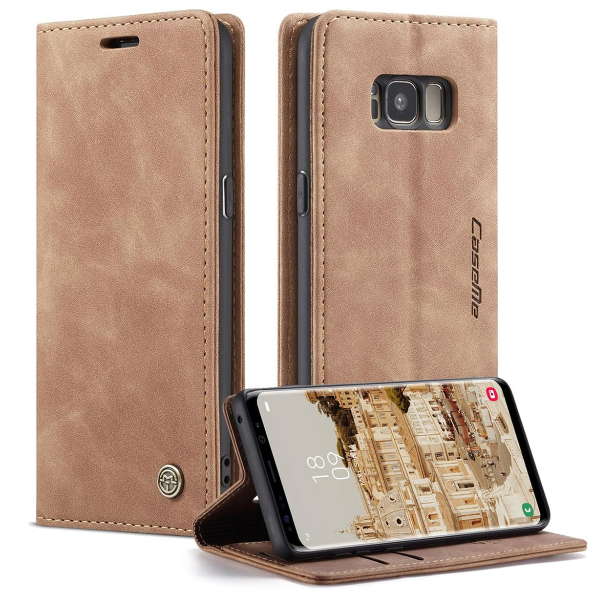 غطاء حماية واقٍ من الجلد من UniqCase لهاتف Samsung Galaxy S8 G950 - بني